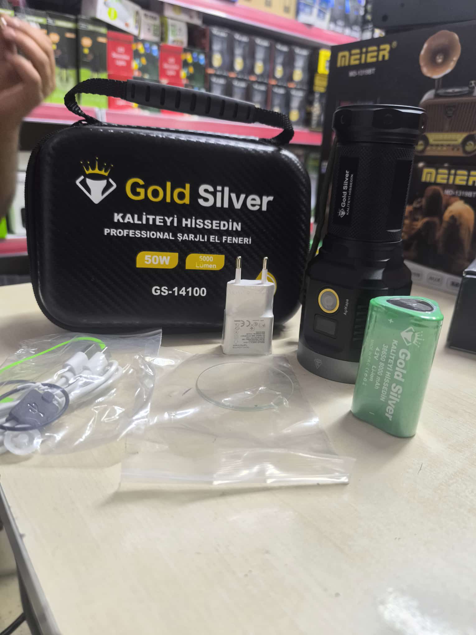 Gold Silver GS-14100 Şarjlı El Feneri 50W